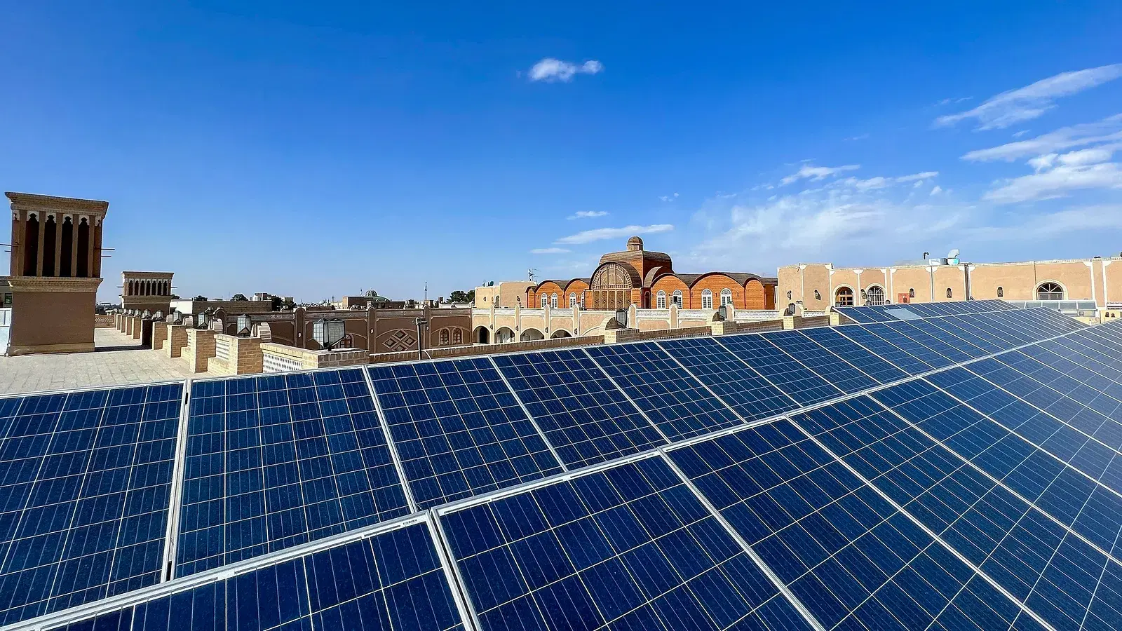 Representative commercial rooftop solar array used to illustrate an urban pilot project