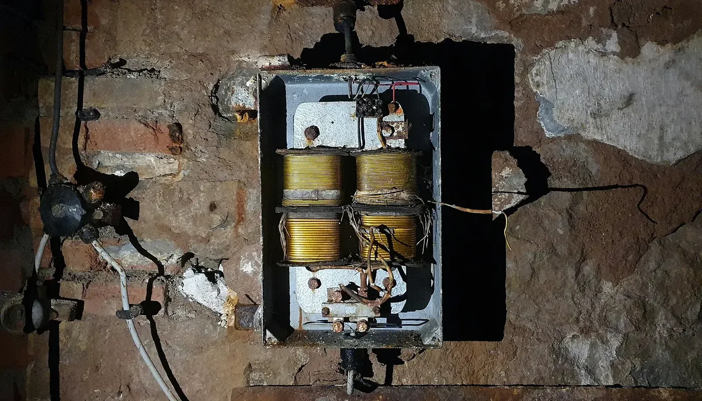 Exposed aging electrical equipment illustrating unsafe installation and protection mistakes